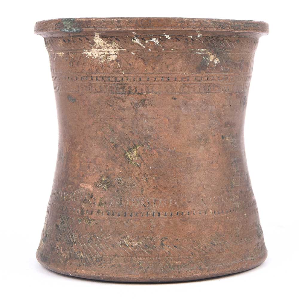 Old Copper Pot with Engraved Floral Design