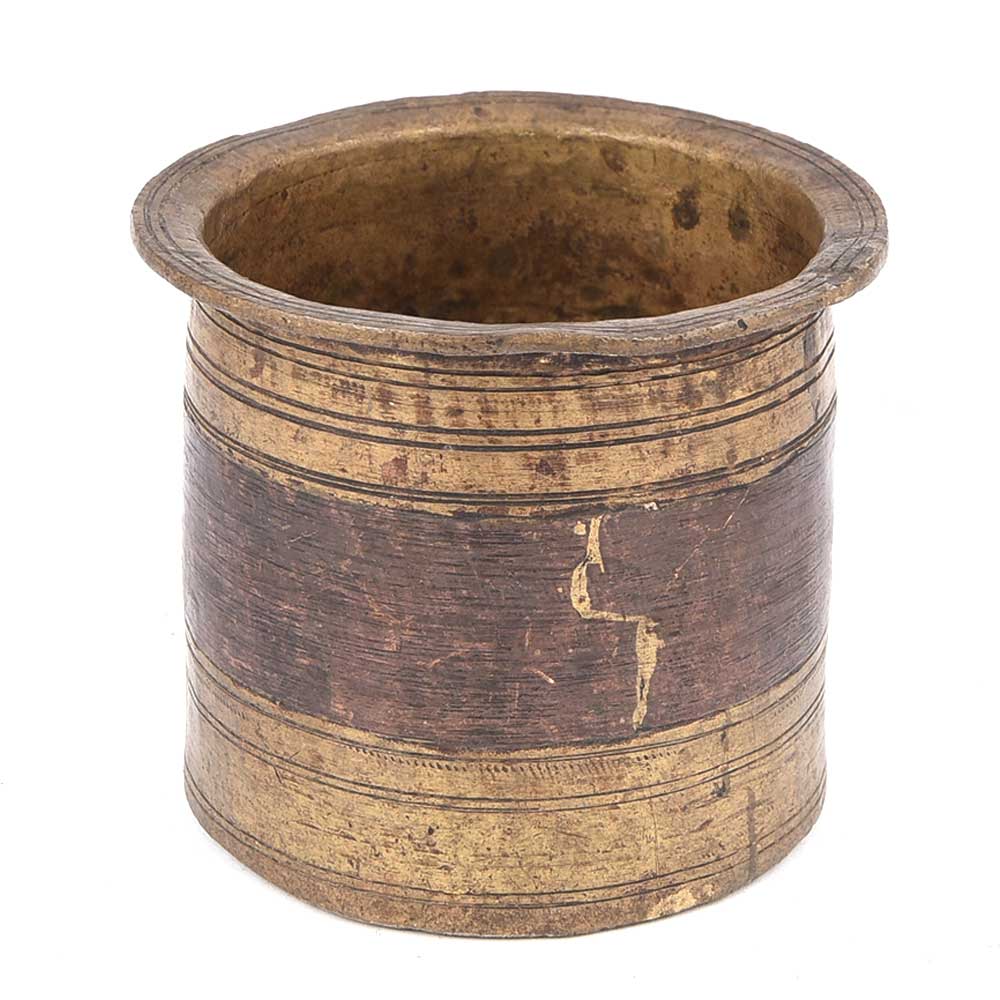 Old Copper Inlaid Brass Holy Water Pot Panchpatra