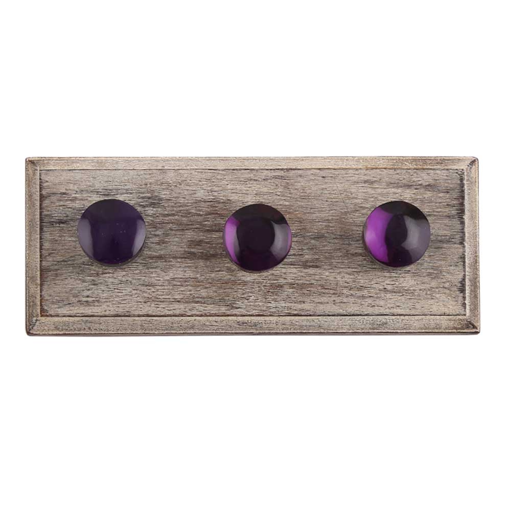 Purple Flat Glass Wooden Hooks