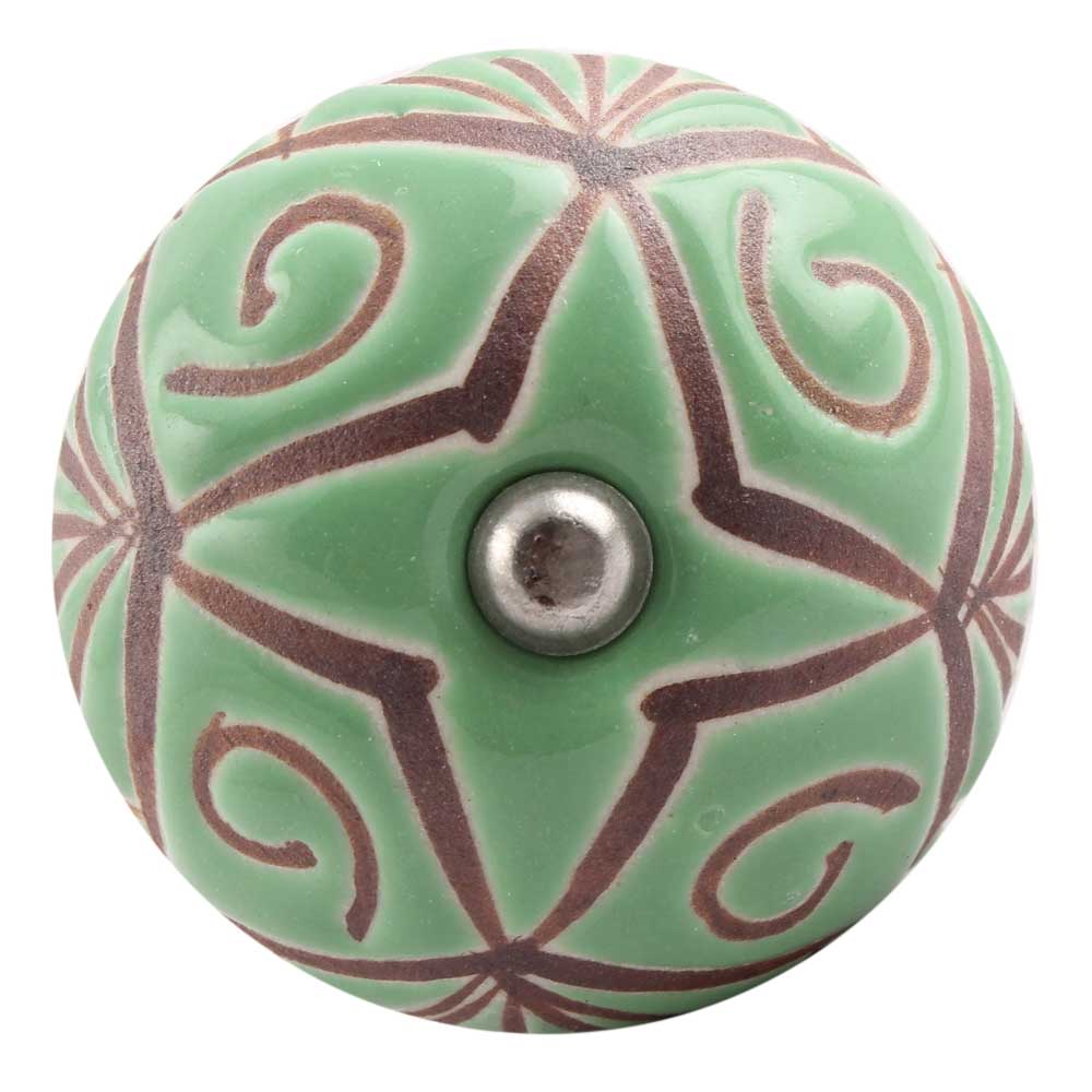 Pea Green Etched Ceramic Wine Stopper