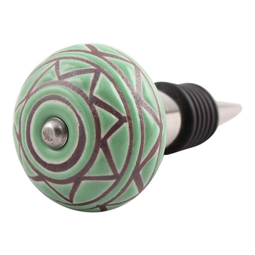 Pea Green Pattern Etched Ceramic Wine Stopper