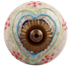 Mixed Color Heart Crackle Ceramic Drawer Knob