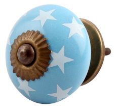 Turquoise Star Ceramic Cabinet Knob