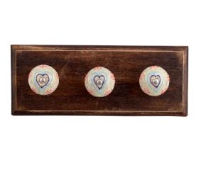 Mixed Color Heart Crackle Ceramic Wooden Hooks