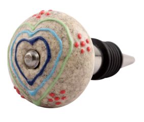 Mixed Color Heart Crackle Ceramic Wine Stopper