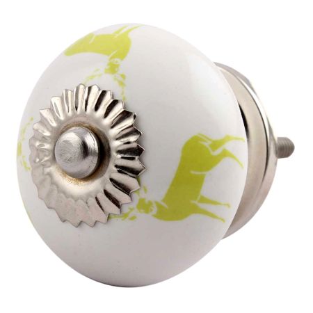 Lime Standing Rein Deer Pattern Ceramic Cabinet Knob Online