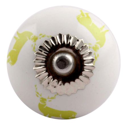 Lime Standing Rein Deer Pattern Ceramic Cabinet Knob Online