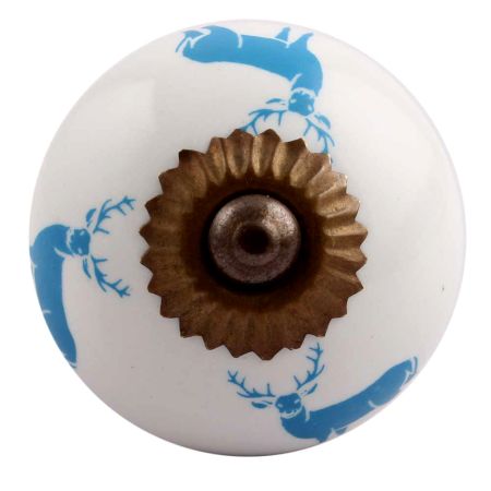Turquoise Standing Rein Deer Pattern Ceramic Dresser Knob Online