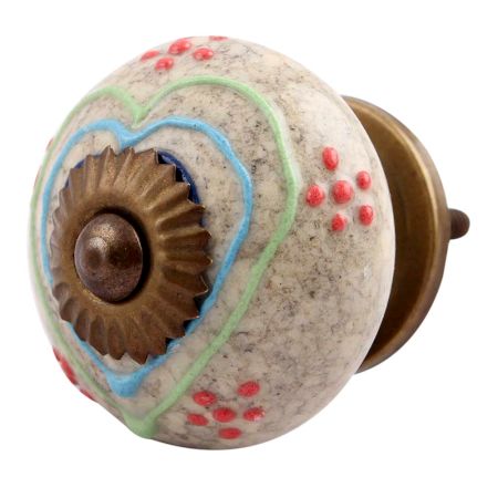 Mixed Color Heart Crackle Ceramic Drawer Knob