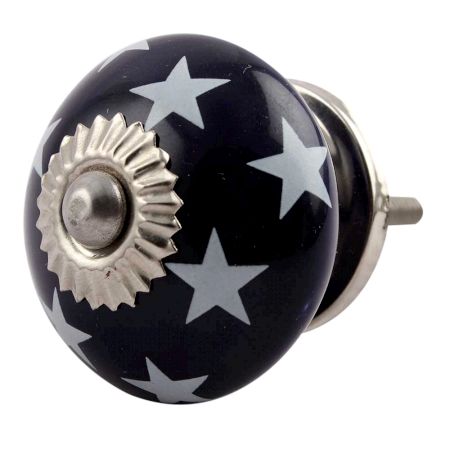 Navy Blue Star Ceramic Cabinet Knob