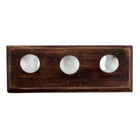 Silver Flat Glass Wooden Hooks