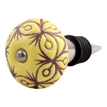 Yellow Etched Ceramic Wine Stopper