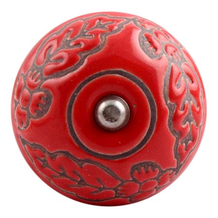 Red Leaf Flower Etched Ceramic Wine Stopper