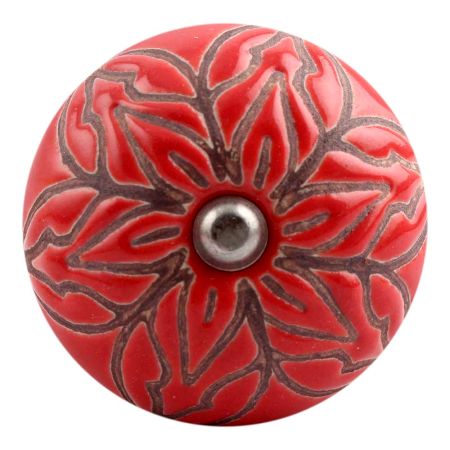 Red Amarylis Floral Etched Ceramic Wine Stopper