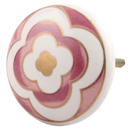 Pink Ceramic Floral Cabinet Knob