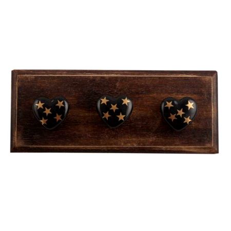 Golden Star Heart Ceramic Wooden Hooks