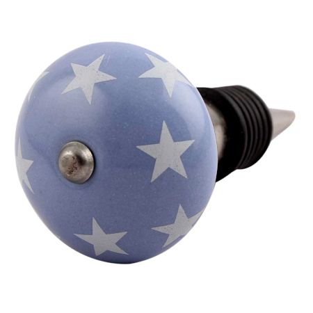 Slate Blue Star Ceramic Wine Stopper
