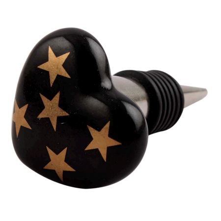 Golden Star Heart Ceramic Wine Stopper