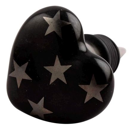 Silver Star Heart Ceramic Wine Stopper