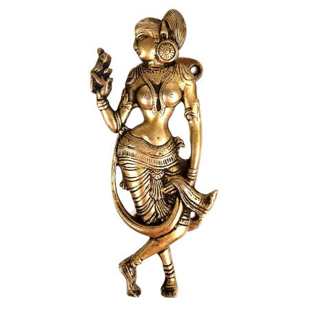 Brass Dancing Lady with Parrot In Hand Door Handle