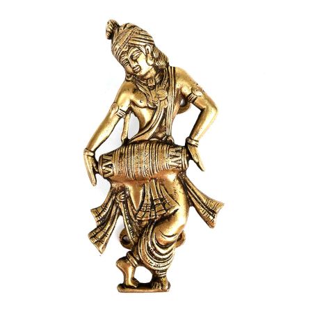 Brass Door Handle of Turban Man with Dholak