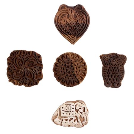 Set of 5 Piece New Mix Wooden Printing Block