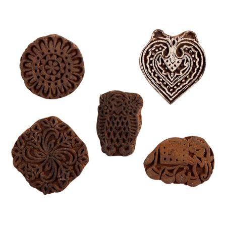 Set of 5 Piece New Mix Wooden Printing Block