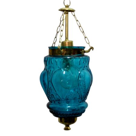 Turquoise Hanging glass light fixture Small Lamp