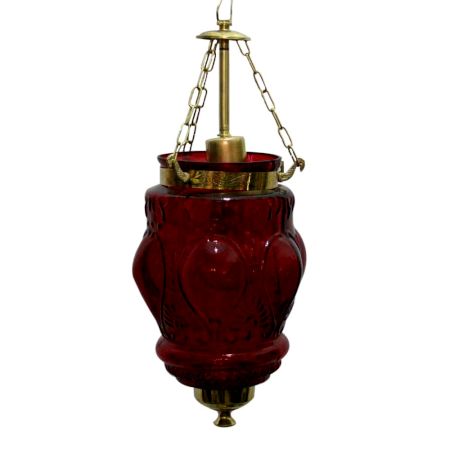 Red Hanging glass light fixture Small Lamp