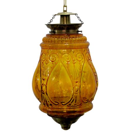 Amber Hanging glass light fixture Big Lamp