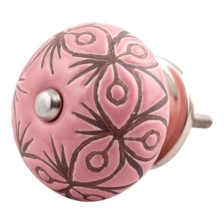 Pink Etched Ceramic Floral Dresser Knob Online
