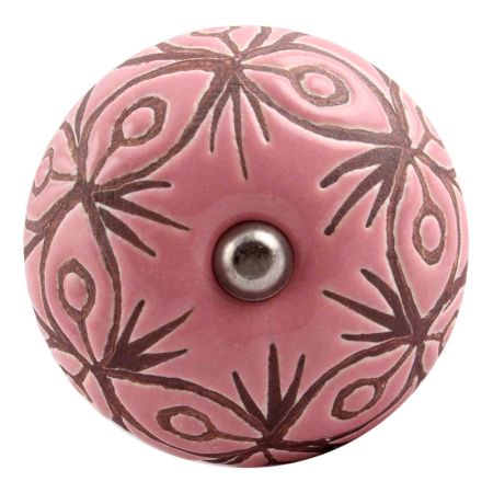 Pink Etched Ceramic Floral Wine Stopper