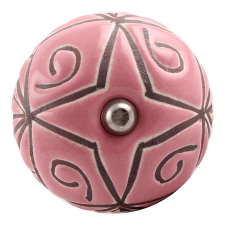 Pink Etched Ceramic Floral Wine Stopper