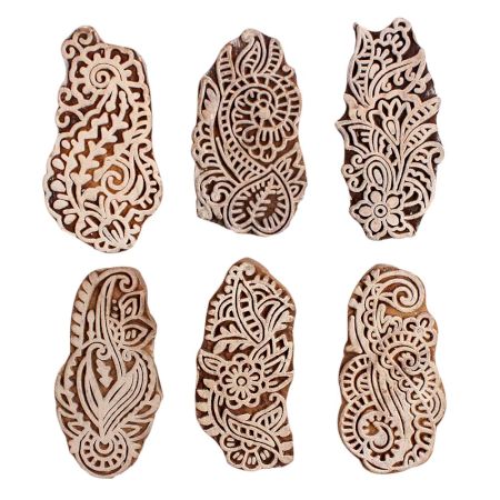 Set of 6 Piece New Mix Wooden Printing Block