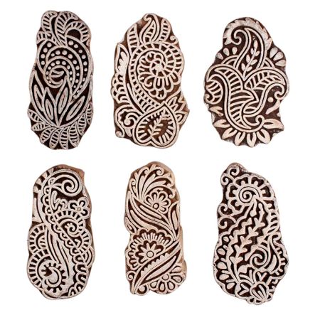 Set of 6 Piece New Mix Wooden Printing Block