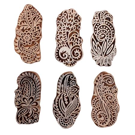Set of 6 Piece New Mix Wooden Printing Block