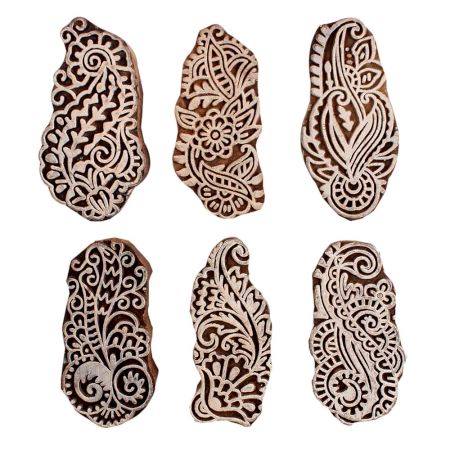 Set of 6 Piece New Mix Wooden Printing Block