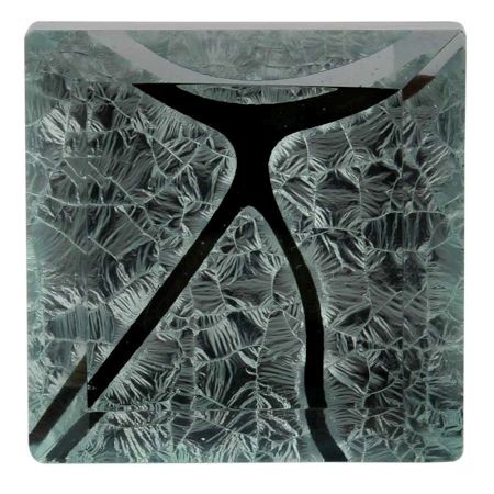 Silver Crackle Square Cut Flat Glass Dresser Knob