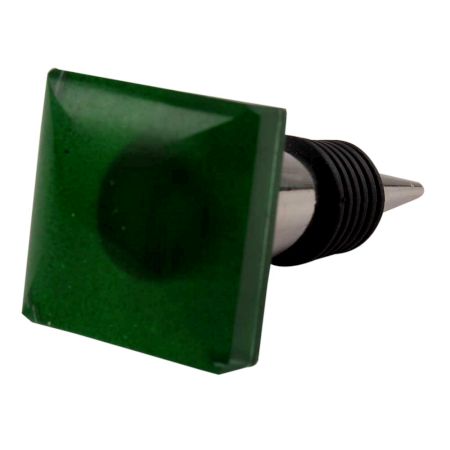 Green Square Flat Glass Wine Stopper