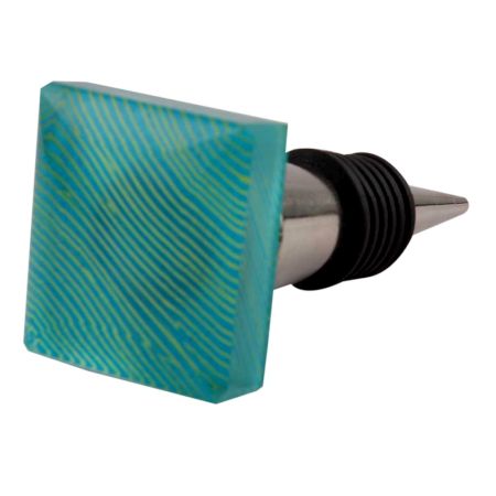 Sea Green Square Flat Glass Wine Stopper