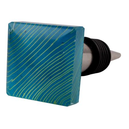 Turquoise Square Flat Glass Wine Stopper