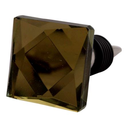 Golden Square Fine Cut Flat Glass Wine Stopper