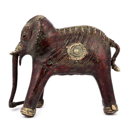 Red Brass Dhokra Elephant Statue