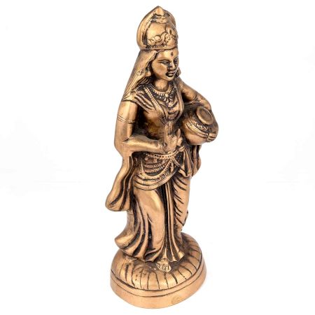 Brass Standing Lady with Pot