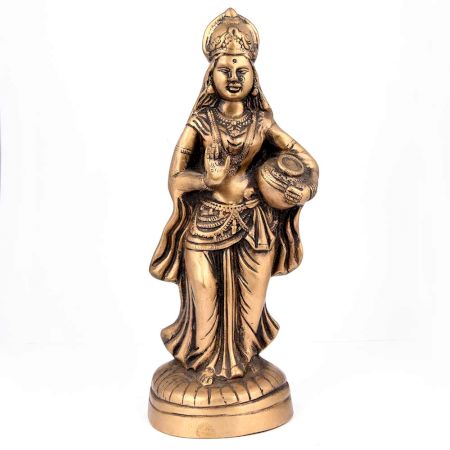 Brass Standing Lady with Pot