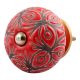 Red Etched Ceramic Floral Dresser Knob Online