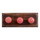 Red Etched Ceramic Floral Wooden Hooks