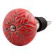 Red Amarylis Floral Etched Ceramic Wine Stopper