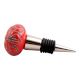 Red Etched Ceramic Floral Wine Stopper