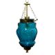 Turquoise Hanging glass light fixture Small Lamp